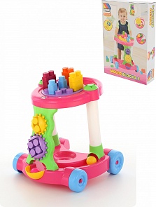 Каталка игровая с конструктором, розовая (Полесье, П-58140)